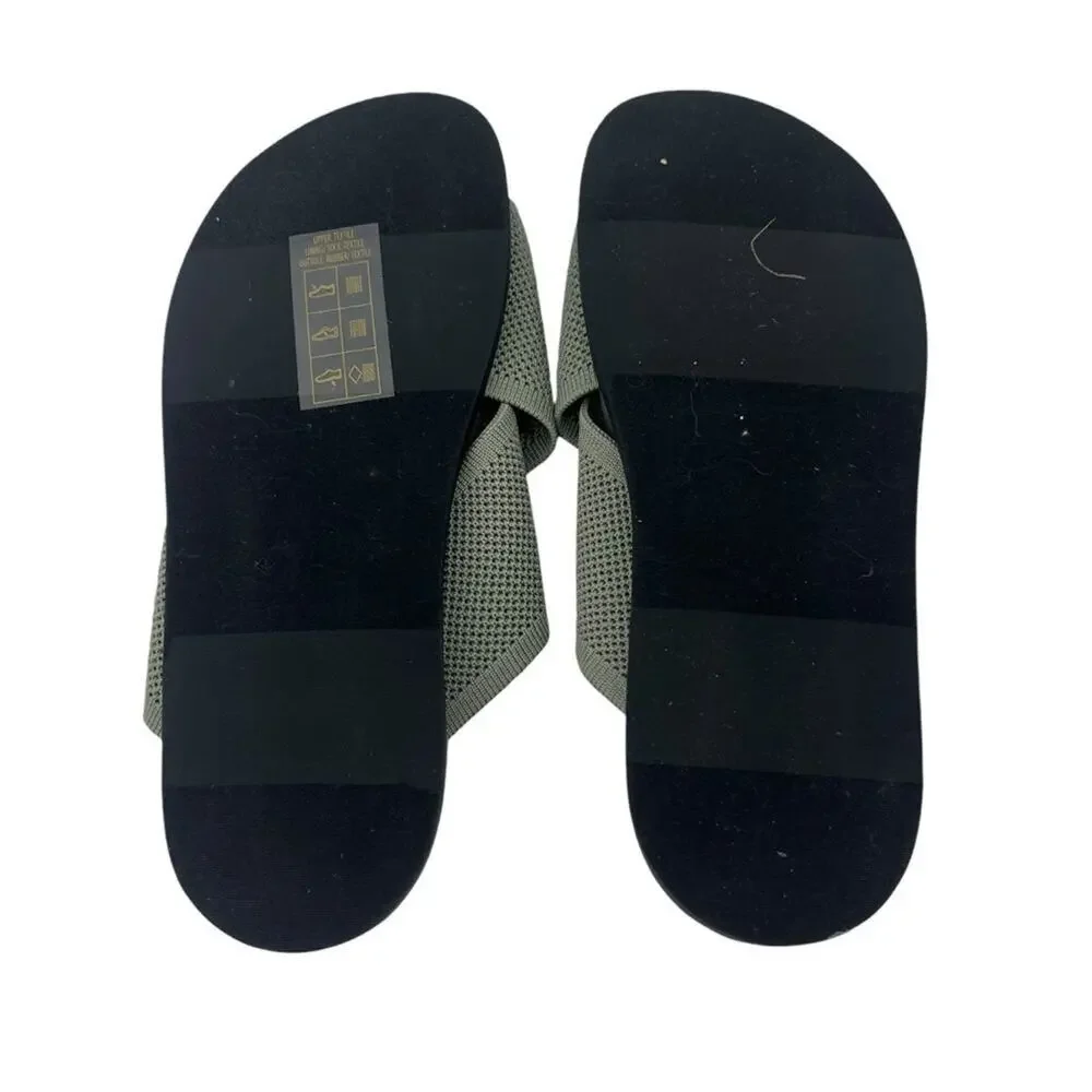 EVERLANE The ReKnit City Flatform Sandal Seagrass Green Crossover Strap 5 NEW - Picture 10 of 12